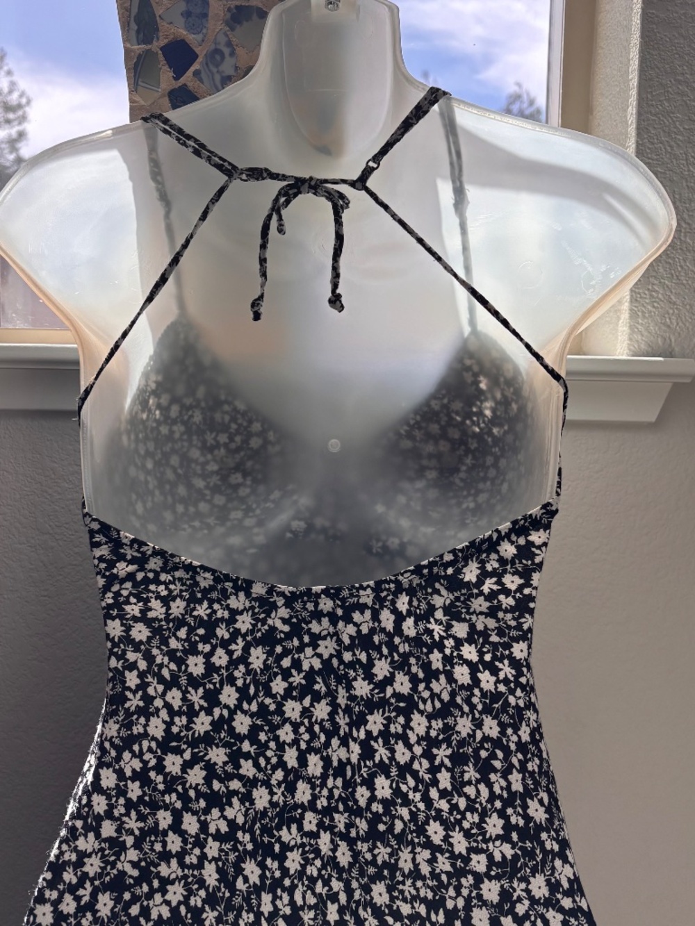 Bershka Halter Neck Black & White Floral Dress - Picture 4 of 6